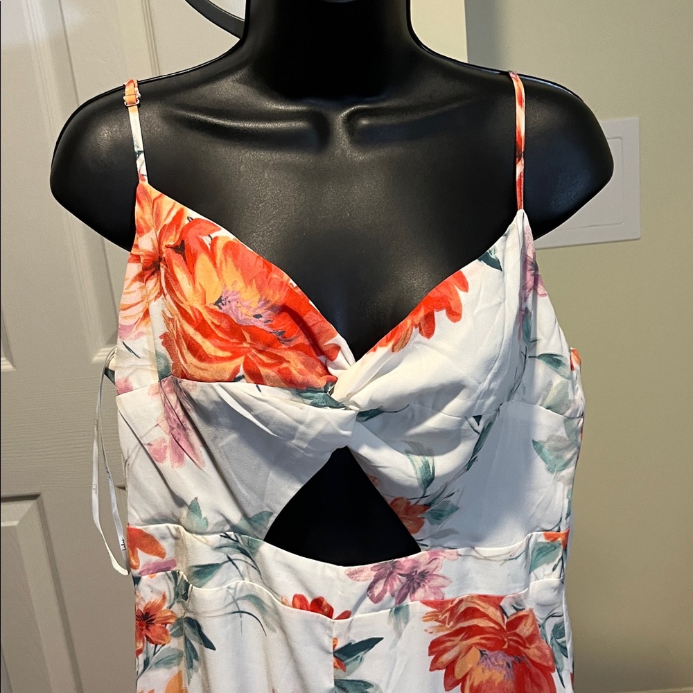 Lulu's Vibrant Floral Dress with Spaghetti Straps